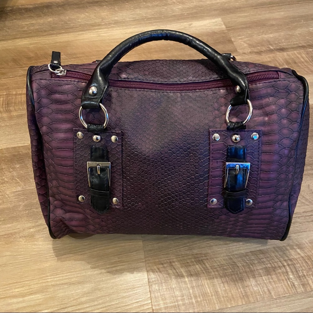 Dark purple mini duffel bag purse